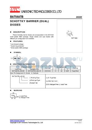 BAT54ATBL-AN3-R datasheet - SCHOTTKY BARRIER (DUAL) DIODES