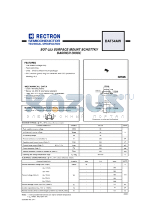 BAT54AW datasheet - SOT-323 SURFACE MOUNT SCHOTTKY BARRIER DIODE