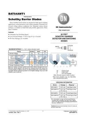 BAT54AWT3G datasheet - Schottky Barrier Diodes