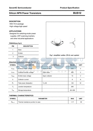 BUS12 datasheet - Silicon NPN Power Transistors