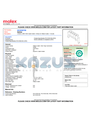 0510520700 datasheet - 2.50mm (.098