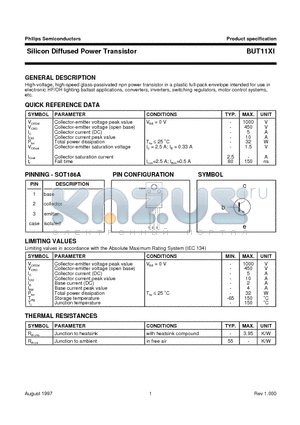 BUT11XI datasheet - Silicon Diffused Power Transistor