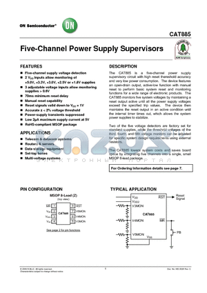 CAT885ZI-SA-GT3 datasheet - Five-Channel Power Supply Supervisors