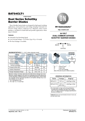 BAT54CLT1G datasheet - Dual Series Schottky Barrier Diodes