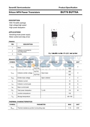 BUT76A datasheet - Silicon NPN Power Transistors