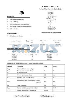 BAT54CT datasheet - Surface Mount Schottky Barrier Diodes