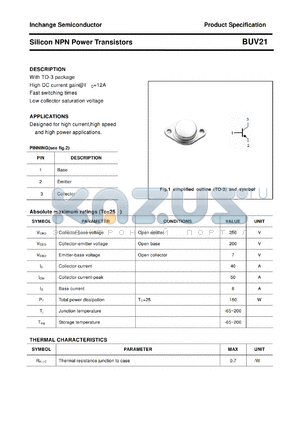 BUV21 datasheet - Silicon NPN Power Transistors