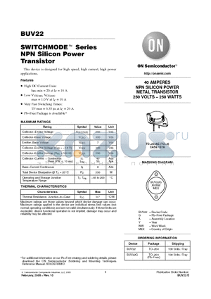 BUV22_06 datasheet - SWITCHMODE Series NPN Silicon Power Transistor