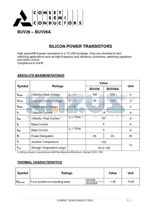 BUV26 datasheet - SILICON POWER TRANSISTORS