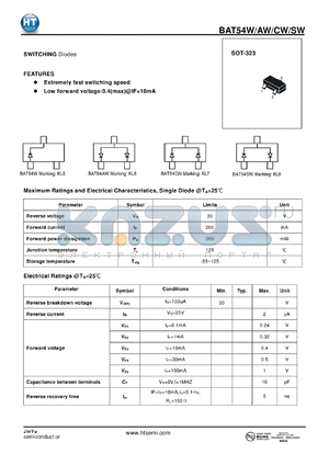 BAT54CW datasheet - SWITCHING Diodes