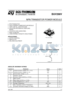 BUV298V datasheet - NPN TRANSISTOR POWER MODULE