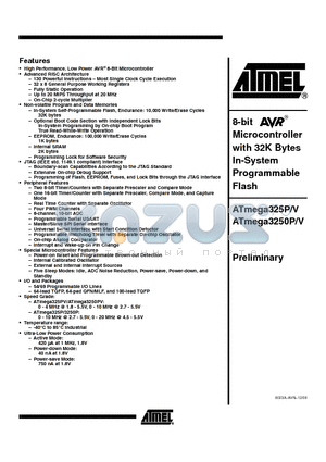 ATMEGA3250P datasheet - 8-bit Microcontroller with 32K Bytes In-System Programmable Flash