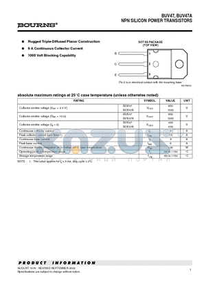 BUV47A datasheet - NPN SILICON POWER TRANSISTORS