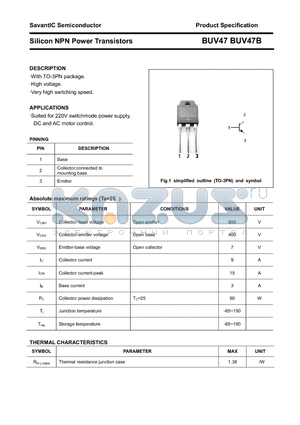 BUV47B datasheet - Silicon NPN Power Transistors