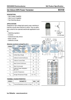BUV48 datasheet - isc Silicon NPN Power Transistor