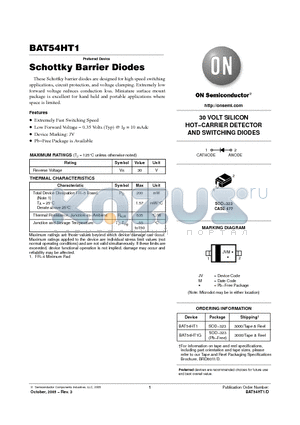 BAT54HT1 datasheet - Schottky Barrier Diodes