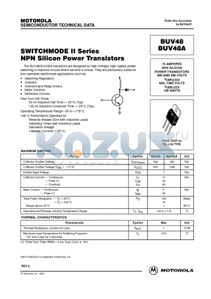 BUV48A datasheet - SITCHMODE II Series NPN Silicon Power Transistors