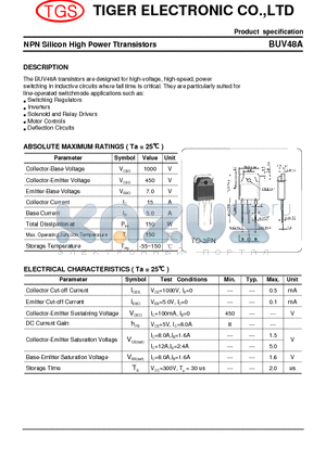 BUV48A datasheet - NPN Silicon High Power Ttransistors