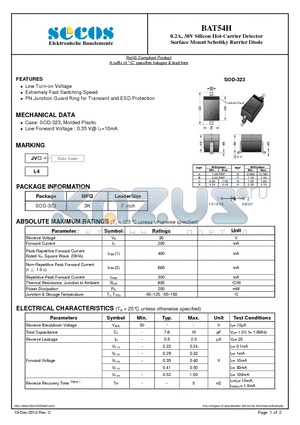 BAT54H_10 datasheet - Surface Mount Schottky Barrier Diode