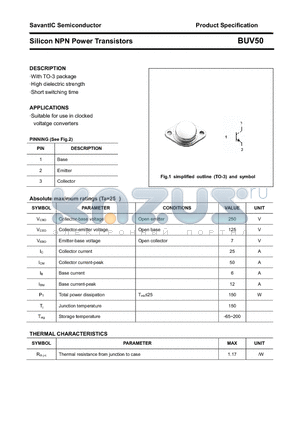 BUV50 datasheet - Silicon NPN Power Transistors