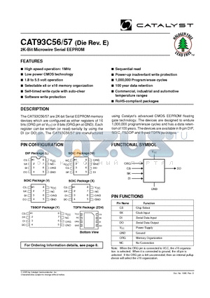 CAT93C56LE-GT2E datasheet - 2K-Bit Microwire Serial EEPROM