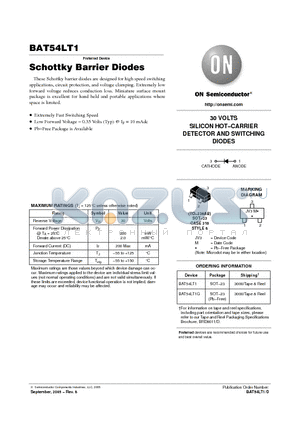 BAT54LT1 datasheet - Schottky Barrier Diodes