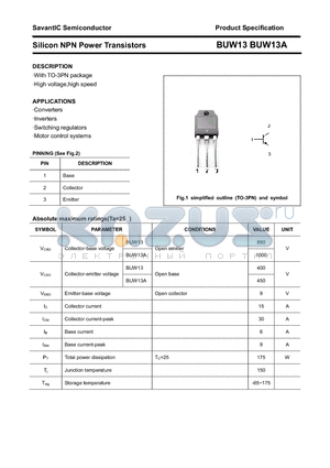 BUW13 datasheet - Silicon NPN Power Transistors