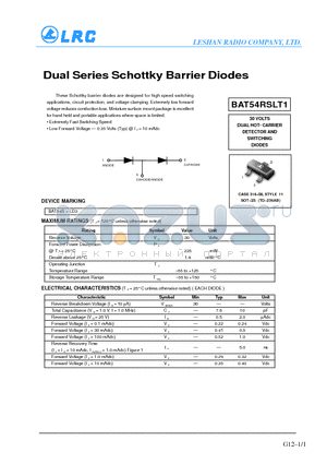 BAT54RSLT1 datasheet - Dual Series Schottky Barrier Diodes
