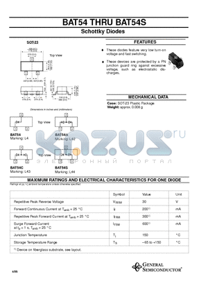 BAT54S datasheet - Schottky Diodes