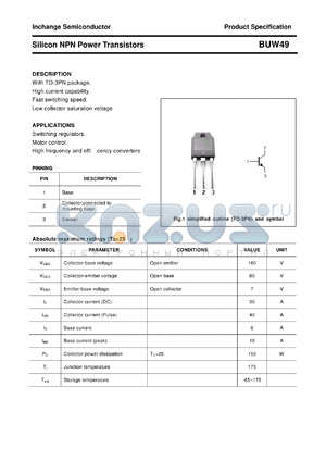 BUW49 datasheet - Silicon NPN Power Transistors