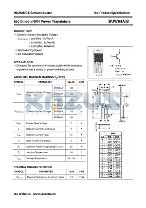 BUW64C datasheet - isc Silicon NPN Power Transistors