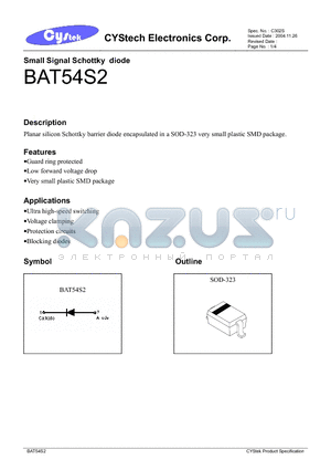 BAT54S2 datasheet - Small Signal Schottky diode