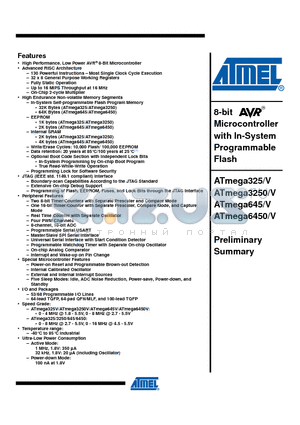 ATMEGA325_07 datasheet - 8-bit Microcontroller with In-System Programmable Flash