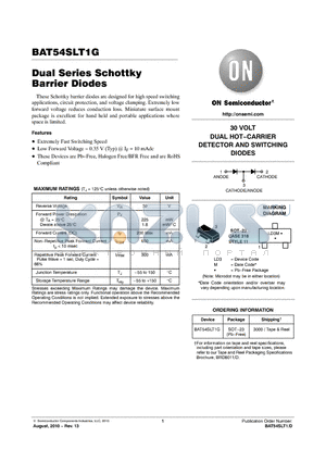BAT54SLT1G datasheet - Dual Series Schottky Barrier Diodes