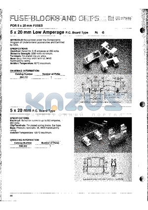 05200002H datasheet - 5 x 20 mm LOW AMPERAGE P.C. Board Type