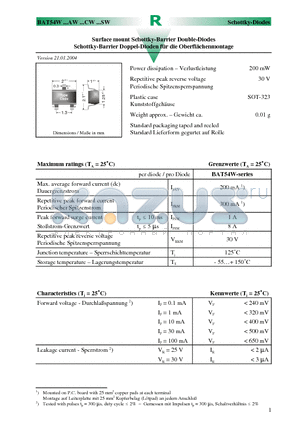 BAT54SW datasheet - Surface mount Schottky-Barrier Double-Diodes