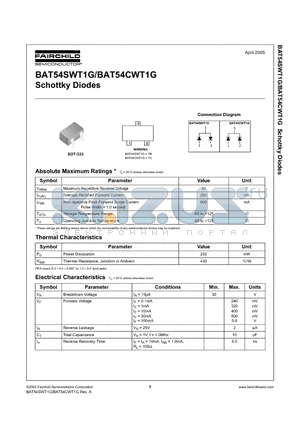 BAT54SWT1G datasheet - Schottky Diodes