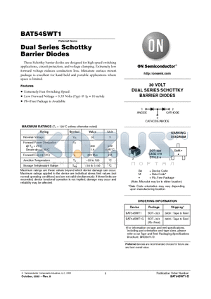 BAT54SWT1G datasheet - Dual Series Schottky Barrier Diodes