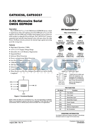 CAT93C56YA-GT3E datasheet - 2-Kb Microwire Serial CMOS EEPROM