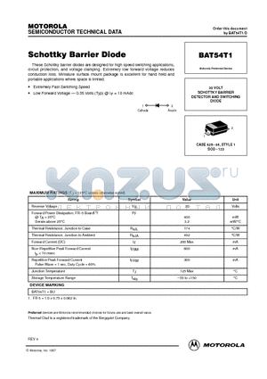 BAT54T1 datasheet - 30 VOLT SCHOTTKY BARRIER DETECTOR AND SWITCHING DIODE