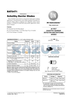 BAT54T1 datasheet - 30 VOLT SCHOTTKY BARRIER DETECTOR AND SWITCHING DIODES