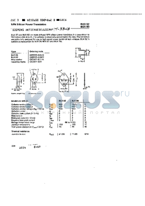 BUX82 datasheet - NPN SILICON POWER TRANSISTOR