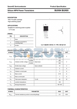 BUX84 datasheet - Silicon NPN Power Transistors