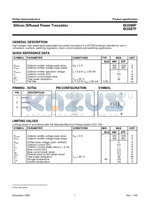 BUX87P datasheet - Silicon Diffused Power Transistor