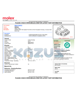 0521170413 datasheet - 2.50mm (.098