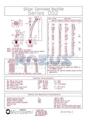05212G0A datasheet - Silicon Controlled Rectifier