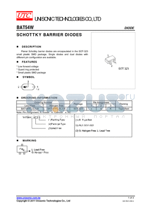 BAT54WL-AL3-R datasheet - SCHOTTKY BARRIER DIODES