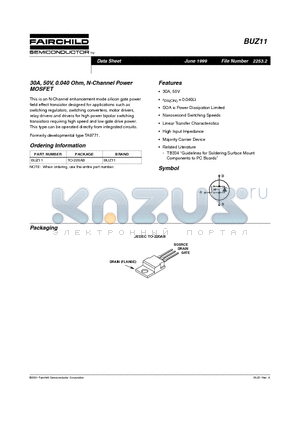 BUZ11 datasheet - 30A, 50V, 0.040 Ohm, N-Channel Power MOSFET