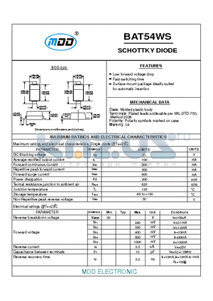 BAT54WS datasheet - SCHOTTKY DIODE