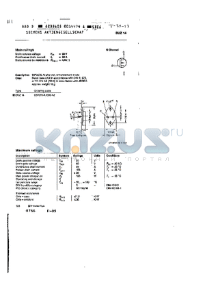 BUZ14 datasheet - main ratings